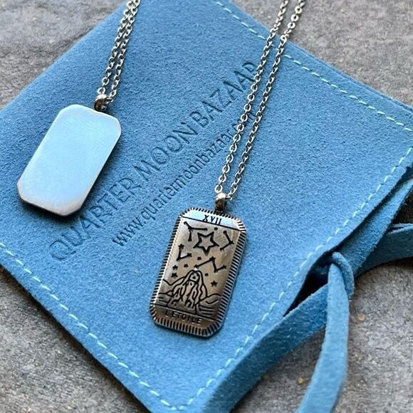 Star Silver Tarot Card Tarnish-Free Stainless Steel Necklace - Picture 6 of 8